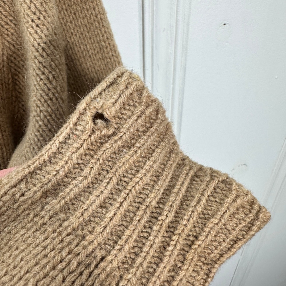 Vintage 1960s Jantzen Shetland Wool Cardigan M Camel Brown Made USA Grandpa - Picture 9 of 9